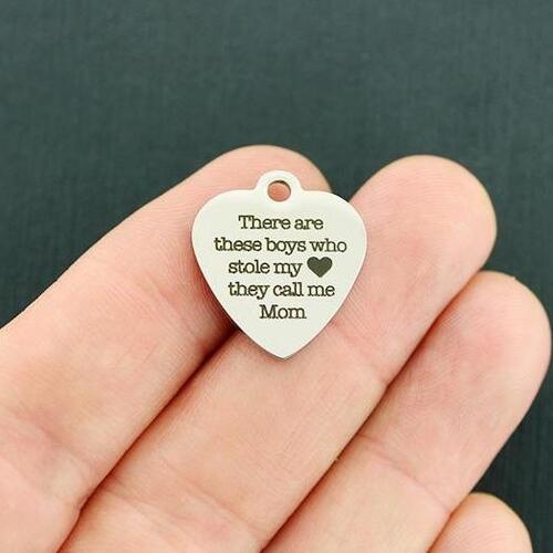 Mom Stainless Steel Charms - There are these boys who stole my heart they call me - BFS011-4652