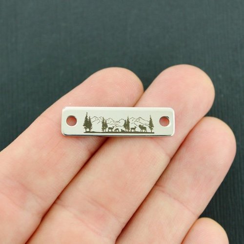 Charms de connecteur en acier inoxydable Scène de montagne - BFS016-7391