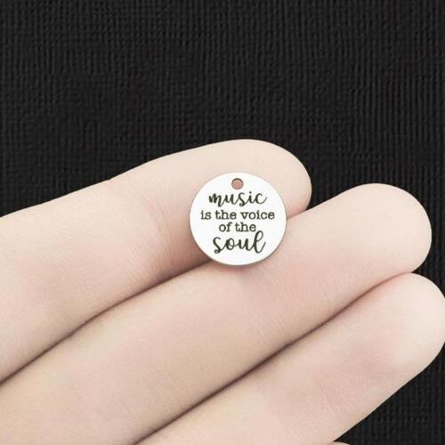 Music Stainless Steel 13mm Round Charms - Is the voice of the soul - BFS007-6124