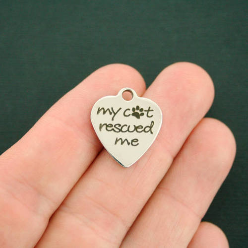 My Cat Rescued Me Stainless Steel Charms - BFS011-2525
