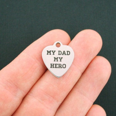 Mon père mon héros breloques en acier inoxydable - BFS011-1149
