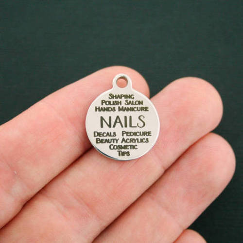 Nails Word Collage Stainless Steel Charms - BFS001-1440