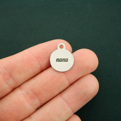 Nana Stainless Steel Small Round Charms - BFS002-1665