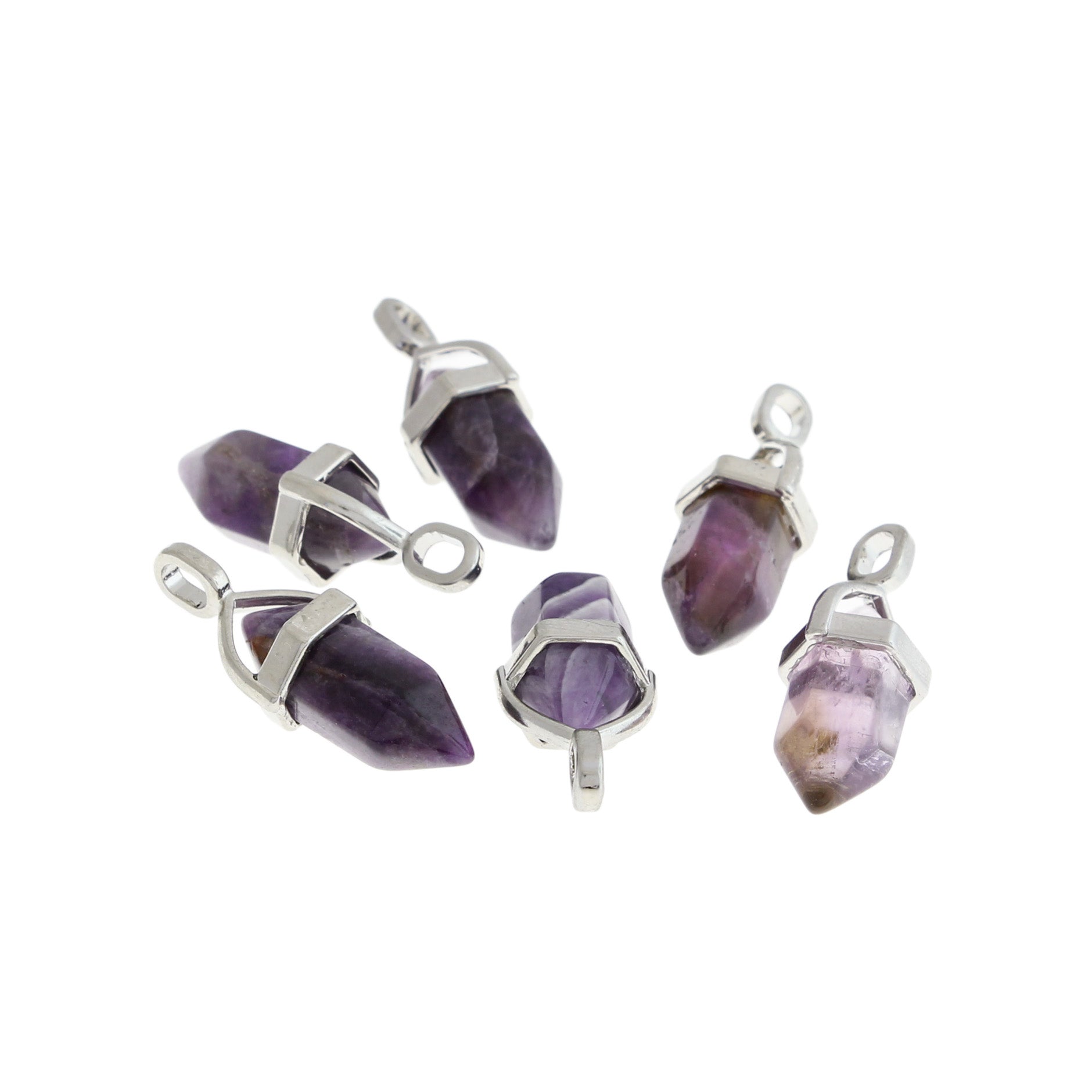 Pendentif en cristal de pierre précieuse d'améthyste naturelle 3D - GEM042