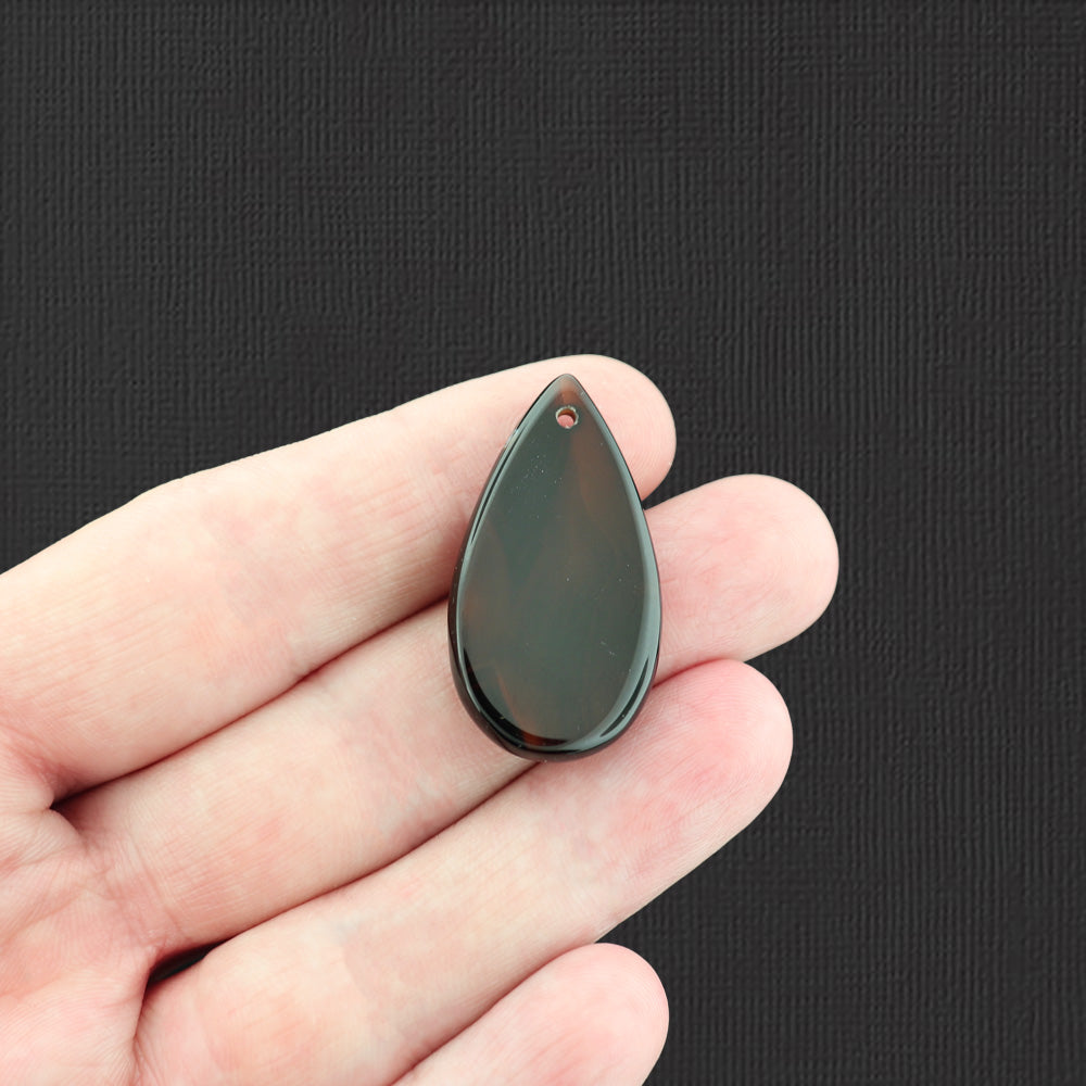 Pendentif goutte d'agate noire naturelle - GEM051