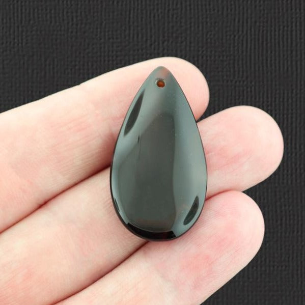 Natural Black Agate Teardrop Pendant - GEM051