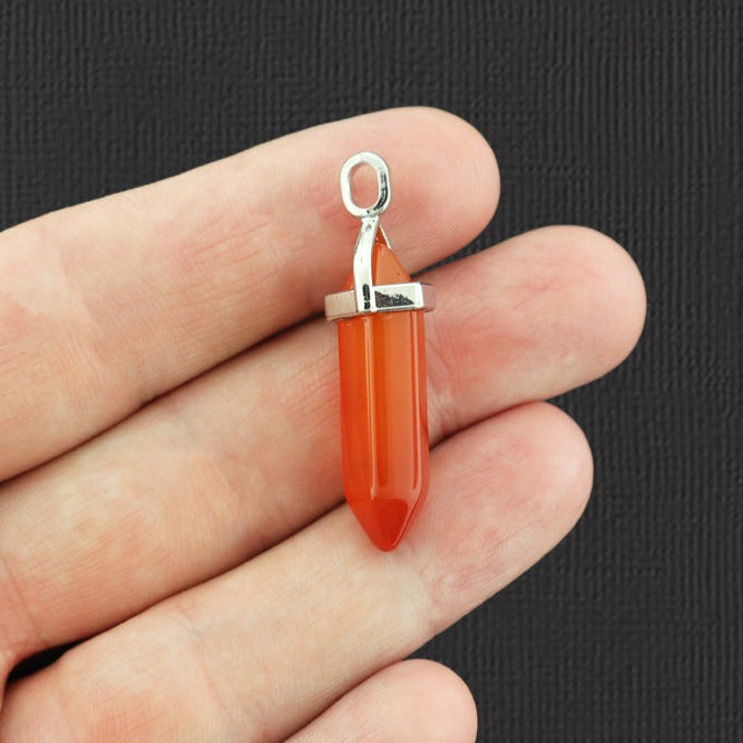 Pendentif point de cristal de pierre précieuse de cornaline naturelle 3D - GEM060