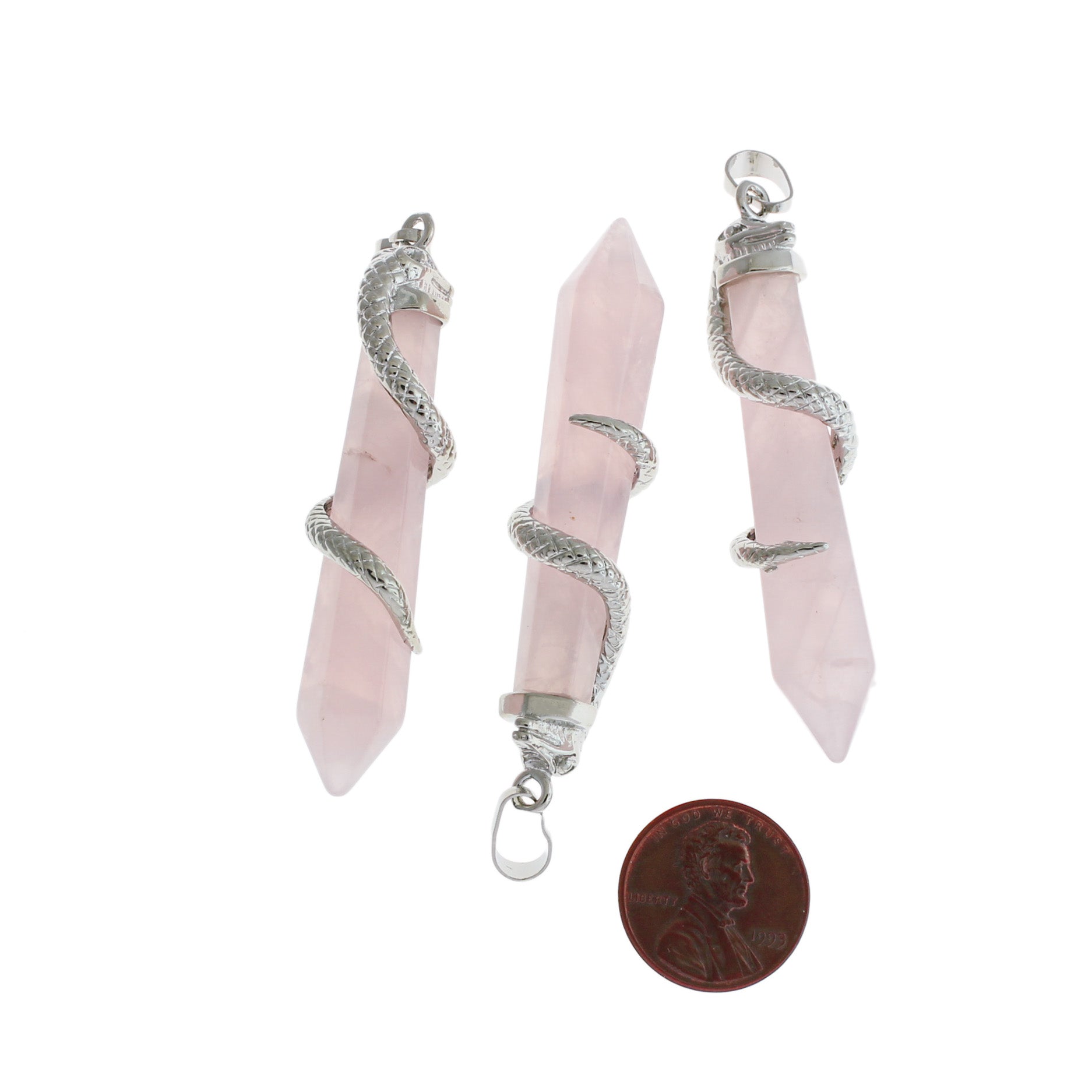 Pendentif en cristal de pierre précieuse de quartz rose naturel - GEM106