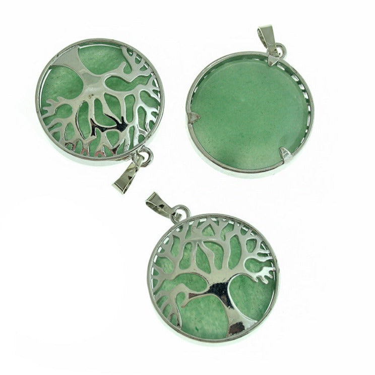 Pendentif arbre de vie en aventurine verte naturelle - GEM171