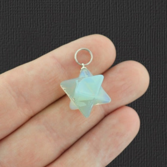 Pendentif Etoile Merkaba en Opalite Naturelle 3D - GEM034