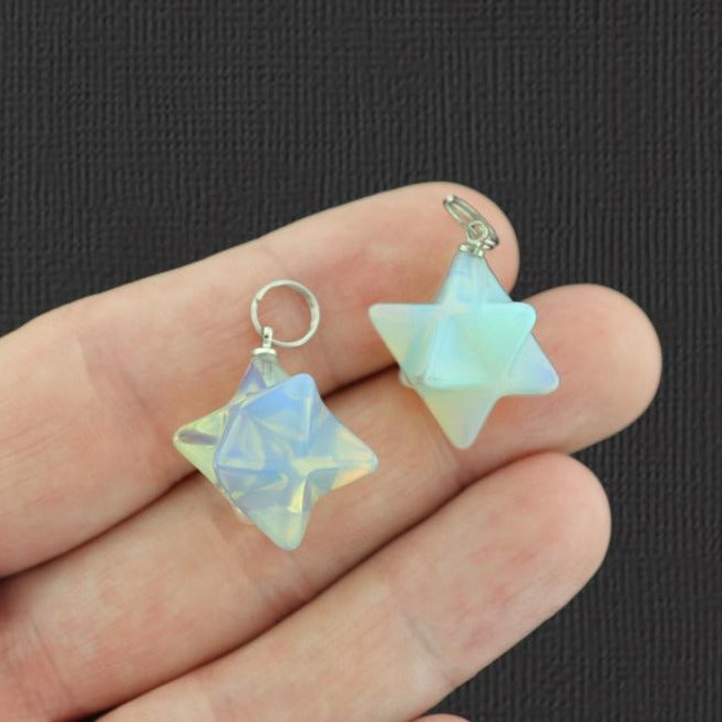 Pendentif Etoile Merkaba en Opalite Naturelle 3D - GEM034