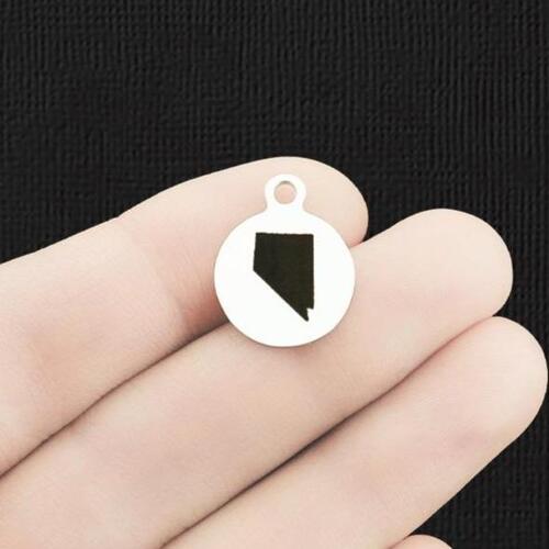 Nevada Stainless Steel Small Round Charms - BFS002-6301