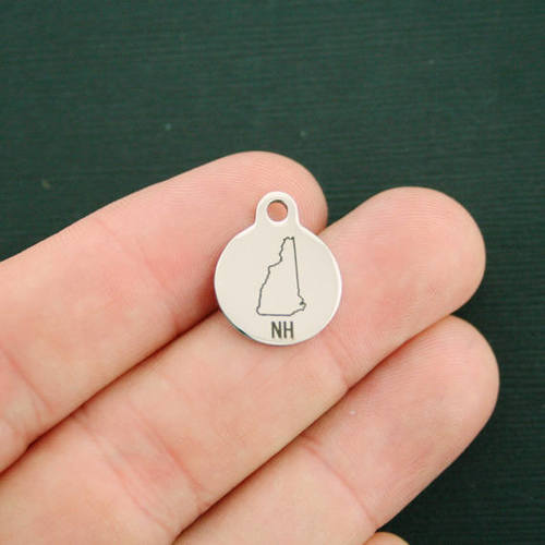 New Hampshire Stainless Steel Small Round Charms - BFS002-2797