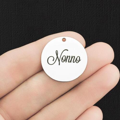 Nonno Stainless Steel 25mm Round Charms - BFS009-5921