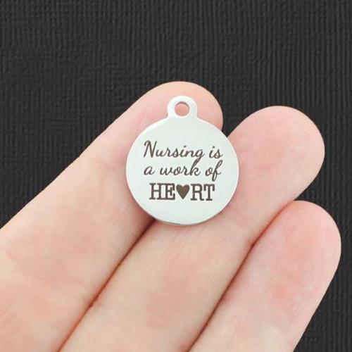 Nursing Stainless Steel Charms - is a work of heart - BFS001-5163