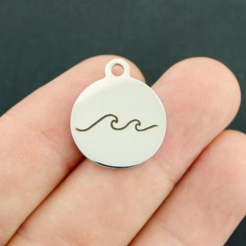 Ocean Wave Stainless Steel Charms - BFS001-3467