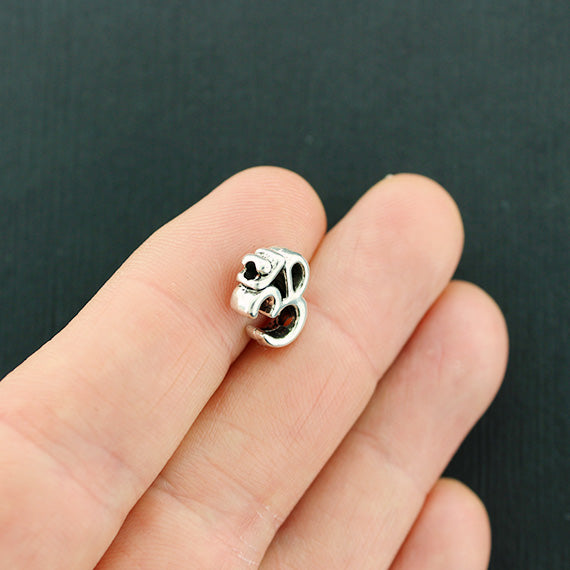 Om Spacer Beads 10mm x 12mm - Silver Tone - 4 Beads - SC1622