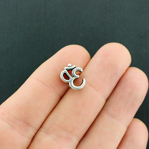 Om Spacer Beads 10mm x 12mm - Silver Tone - 4 Beads - SC1622