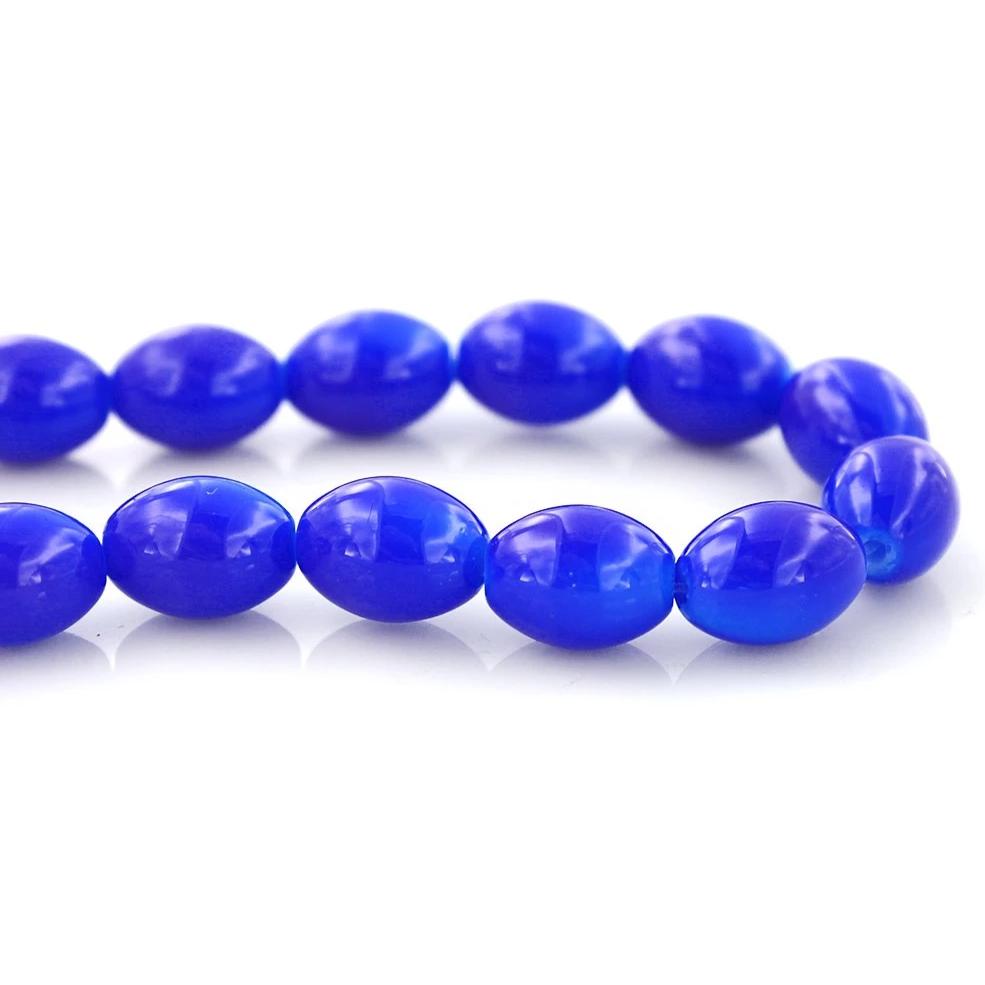 Oval Glass Beads 11mm x 8mm - Royal Blue - 1 Strand 78 Beads - BD1126