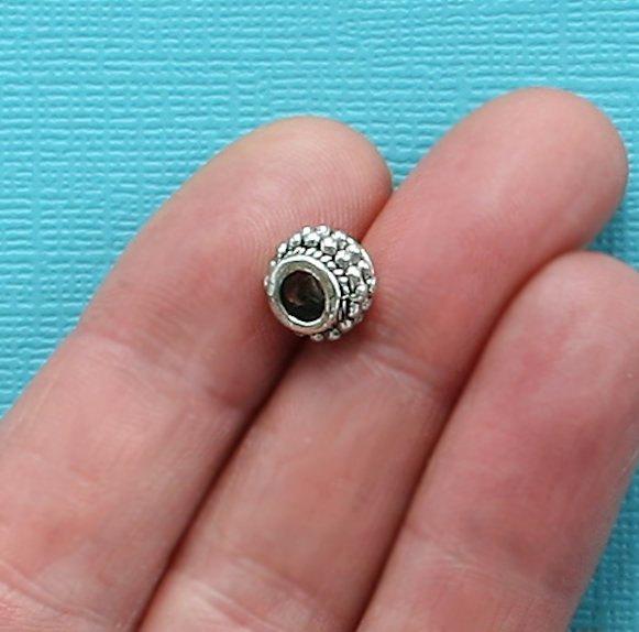 Oval Spacer Beads 9mm x 7mm - Silver Tone - 10 Beads - SC135