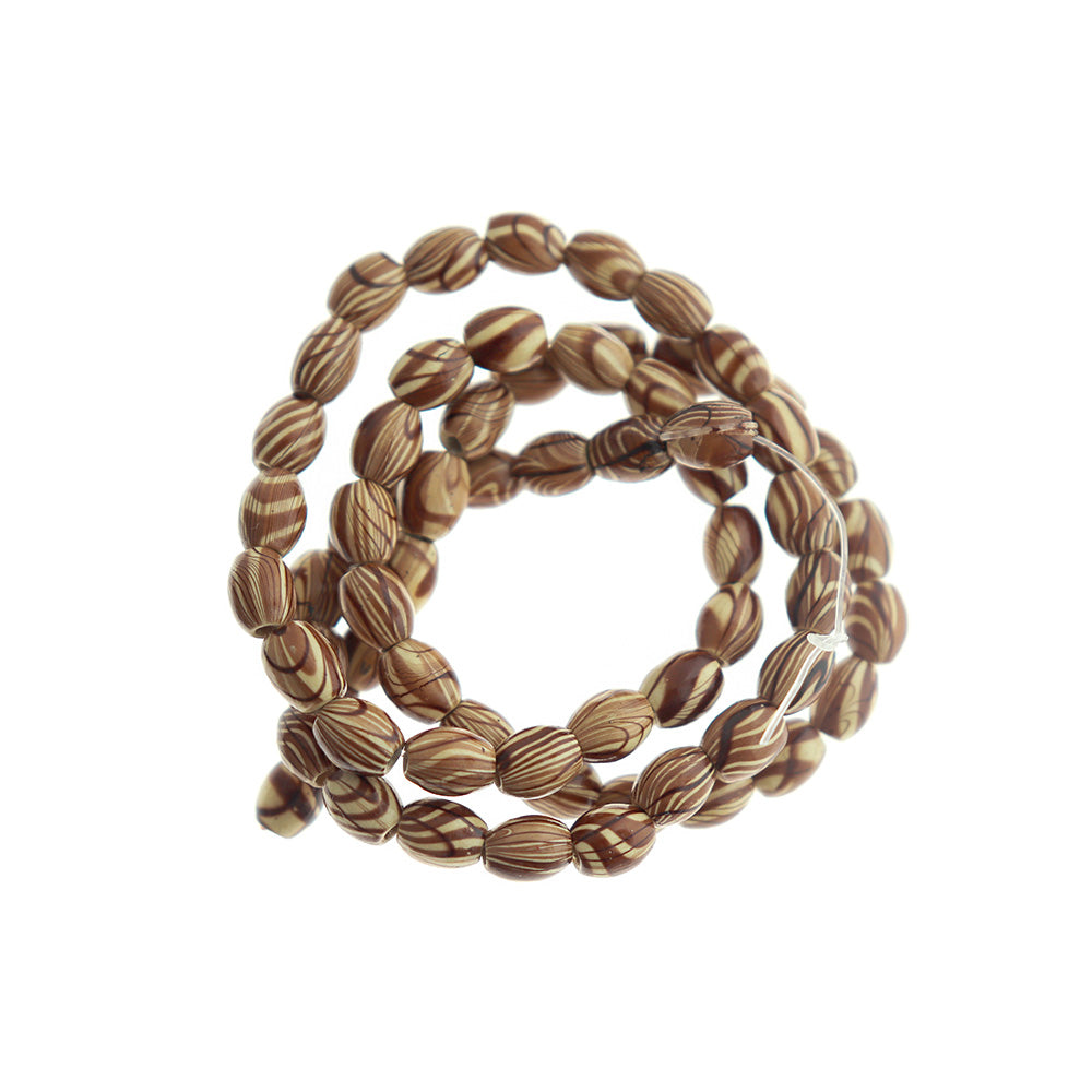 Perles en Bois Intercalaires Ovales 6mm x 5mm - Bleu Clair - 1 Rang 85 Perles - BD1418