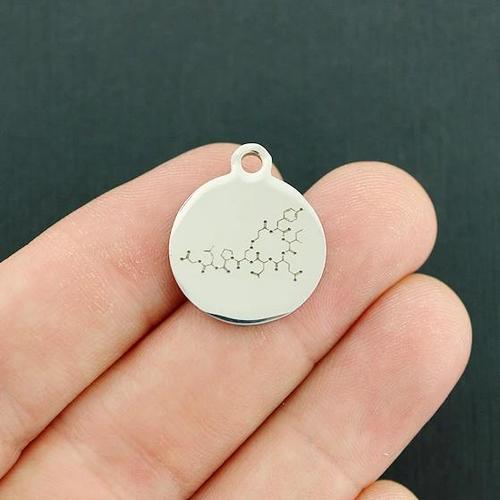 Oxytocin Molecule Stainless Steel Charms - BFS001-4024