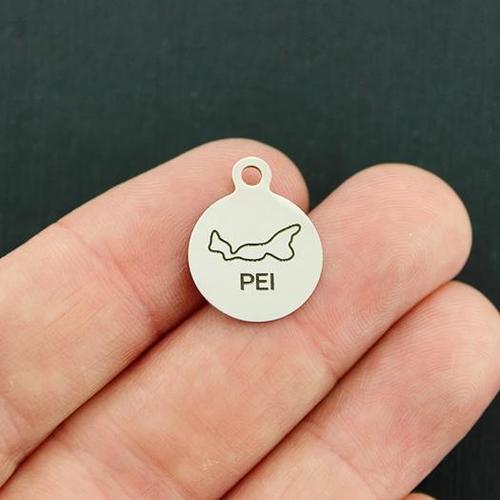 PEI Map Stainless Steel Small Round Charms - BFS002-3268
