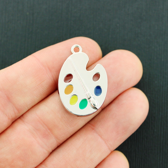 Paint Pallet Silver Tone Enamel Charm - E708