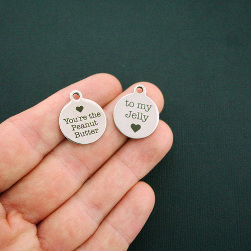 Pair of Stainless Steel Charms - You're the peanut butter to my jelly - BFS001-1282