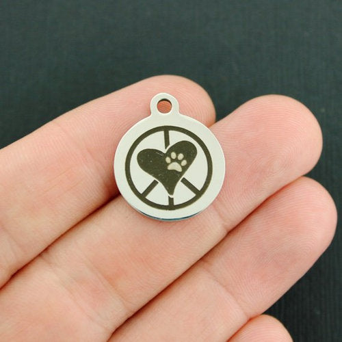 Paw Print Image Stainless Steel Charms - BFS001-4067