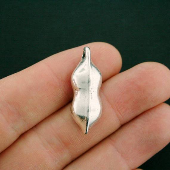 Pea Pod Antique Silver Tone Charm 3D - SC6669