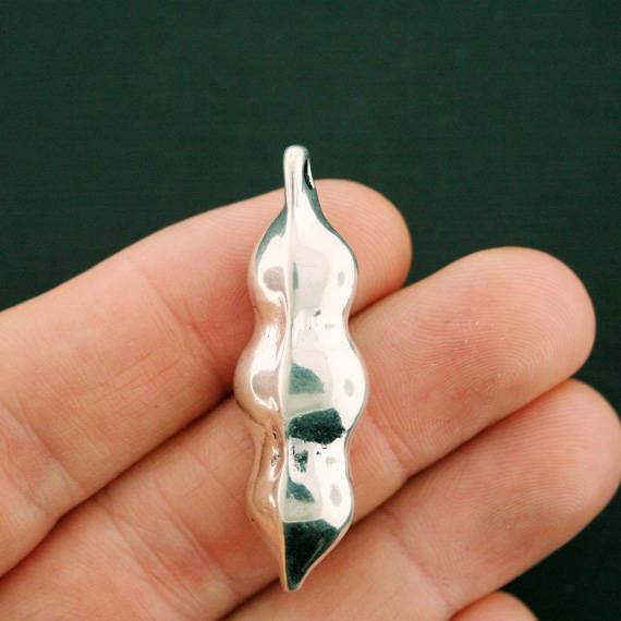 Pea Pod Antique Silver Tone Charms 3D - SC4152