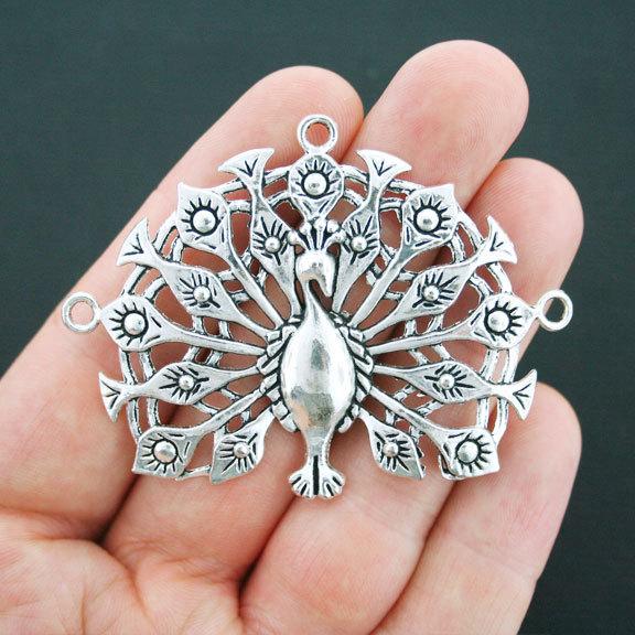 Peacock Antique Silver Tone Charms - SC4711