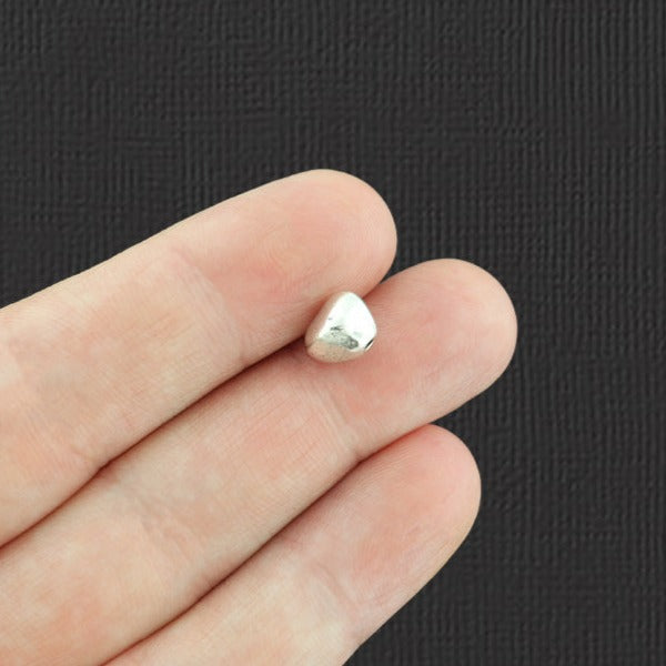 Pebble Spacer Beads 8mm - Antique Silver Tone - 15 Beads - SC6537