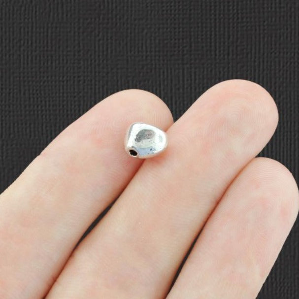Pebble Spacer Beads 8mm - Antique Silver Tone - 15 Beads - SC6537