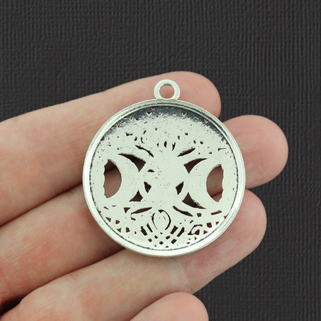 Pentagram Tree of Life Antique Silver Tone Charms - SC1190
