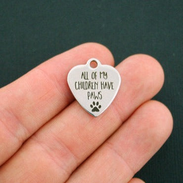 Breloques en acier inoxydable Pet Mom - Tous mes enfants ont des pattes - BFS011-1235