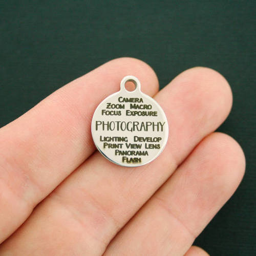 Collage de mots de photographie Breloques en acier inoxydable - BFS001-1445