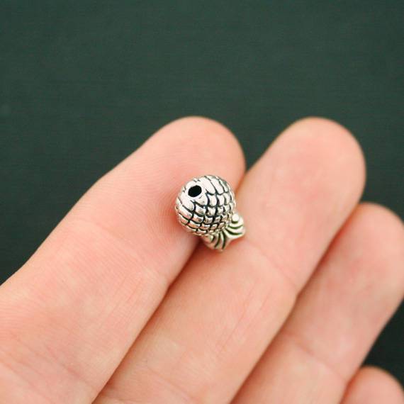 Pineapple Spacer Beads 12mm x 8mm x 6mm - Silver Tone - 10 Beads - SC2025