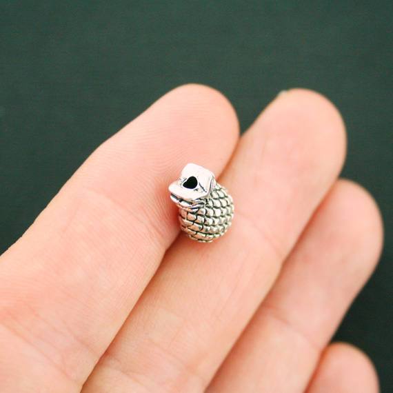 Pineapple Spacer Beads 12mm x 8mm x 6mm - Silver Tone - 10 Beads - SC2025