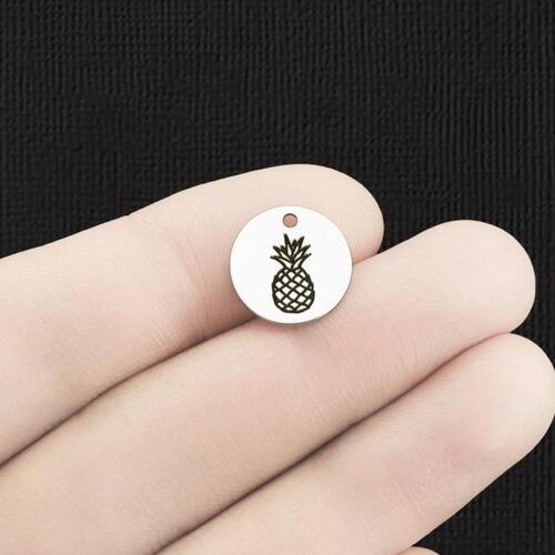 Pineapple Stainless Steel 13mm Round Charms - BFS007-6266