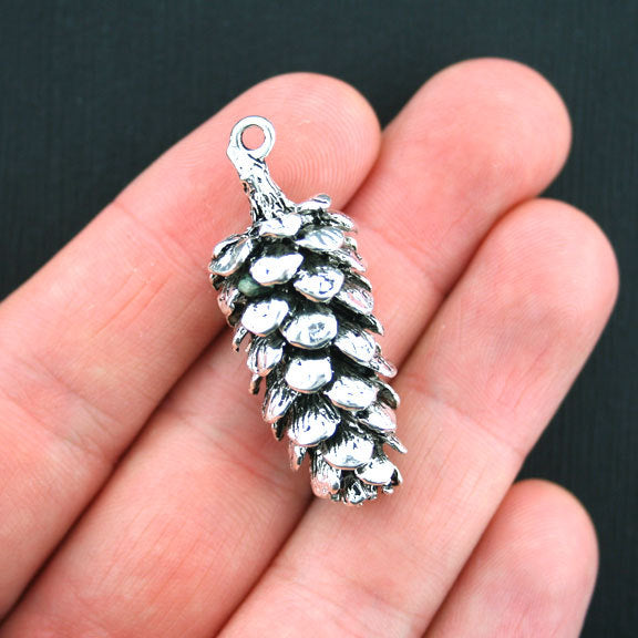 Charm 3D ton argent antique pomme de pin - SC3593