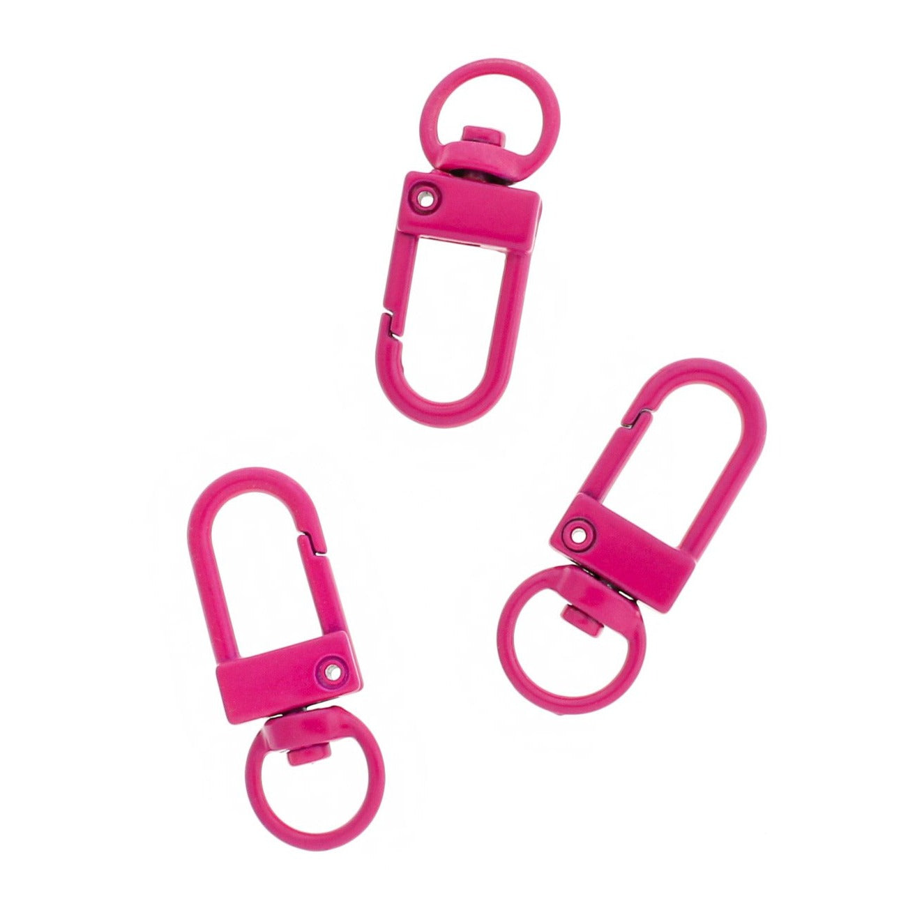 Fermoirs mousqueton pivotants en émail rose 34 mm x 12 mm - 4 fermoirs - FD1019