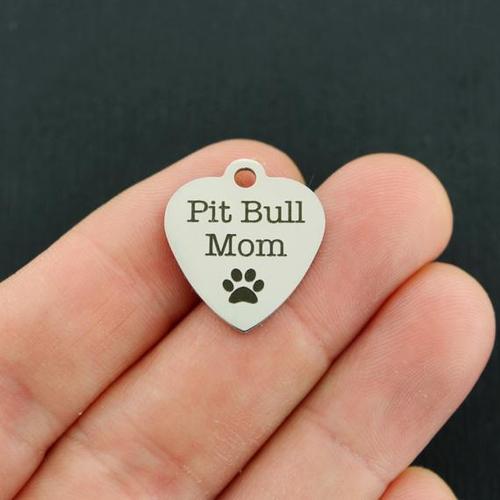 Pit Bull Mom Stainless Steel Charms - BFS011-4480