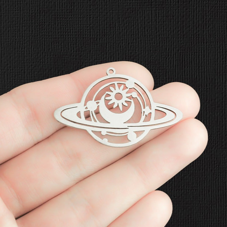 Planet Stainless Steel Charm 2 Sided - SSP414