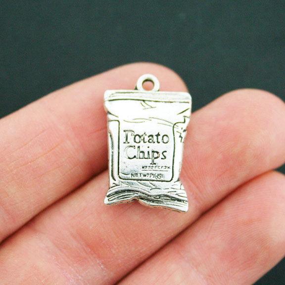 Potato Chips Antique Silver Tone Charms 3D - SC5228
