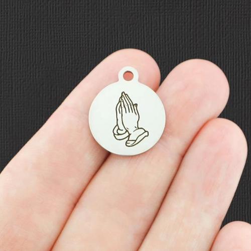 Praying Hands Stainless Steel Charms - BFS001-5041