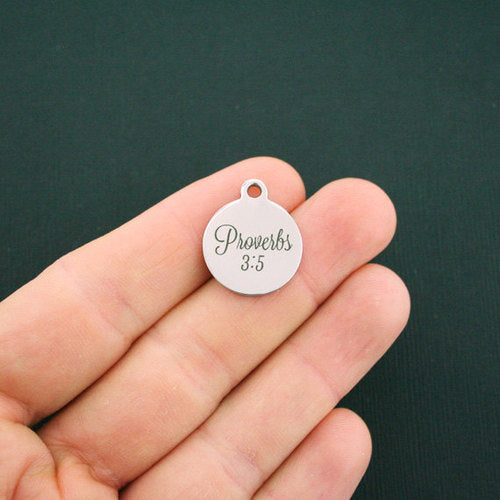 Proverbs 3:5 Stainless Steel Charms - BFS001-1187