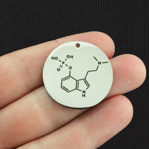 Psilocybin Molecule Stainless Steel 30mm Round Charms - BFS010-5668