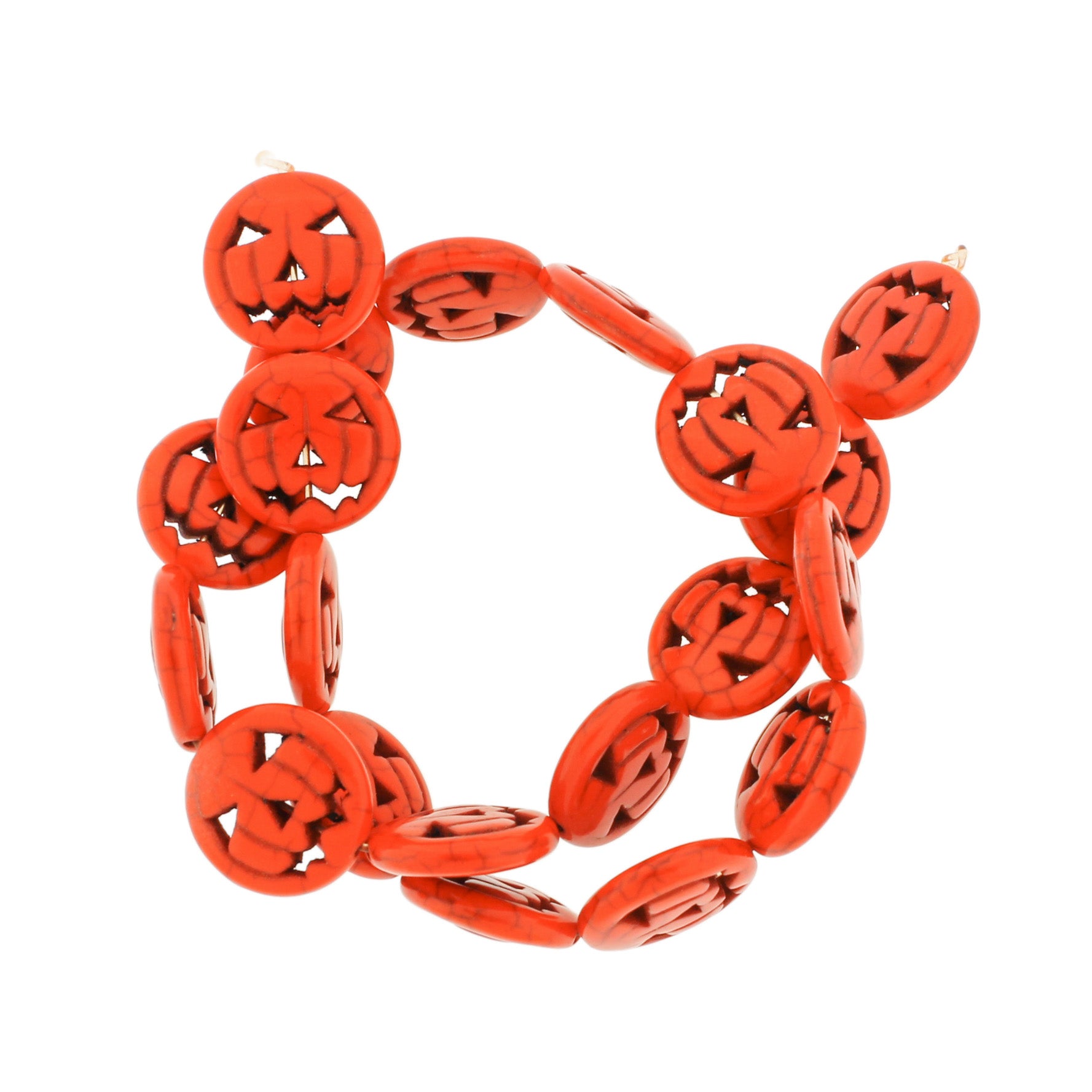 Pumpkin Synthetic Turquoise Beads 20mm x 5mm - Orange - 1 Strand 21 Beads - BD2021